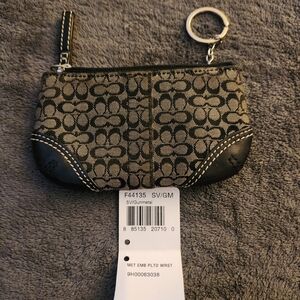 Coach Black and Tan Signature Key & Card Holder